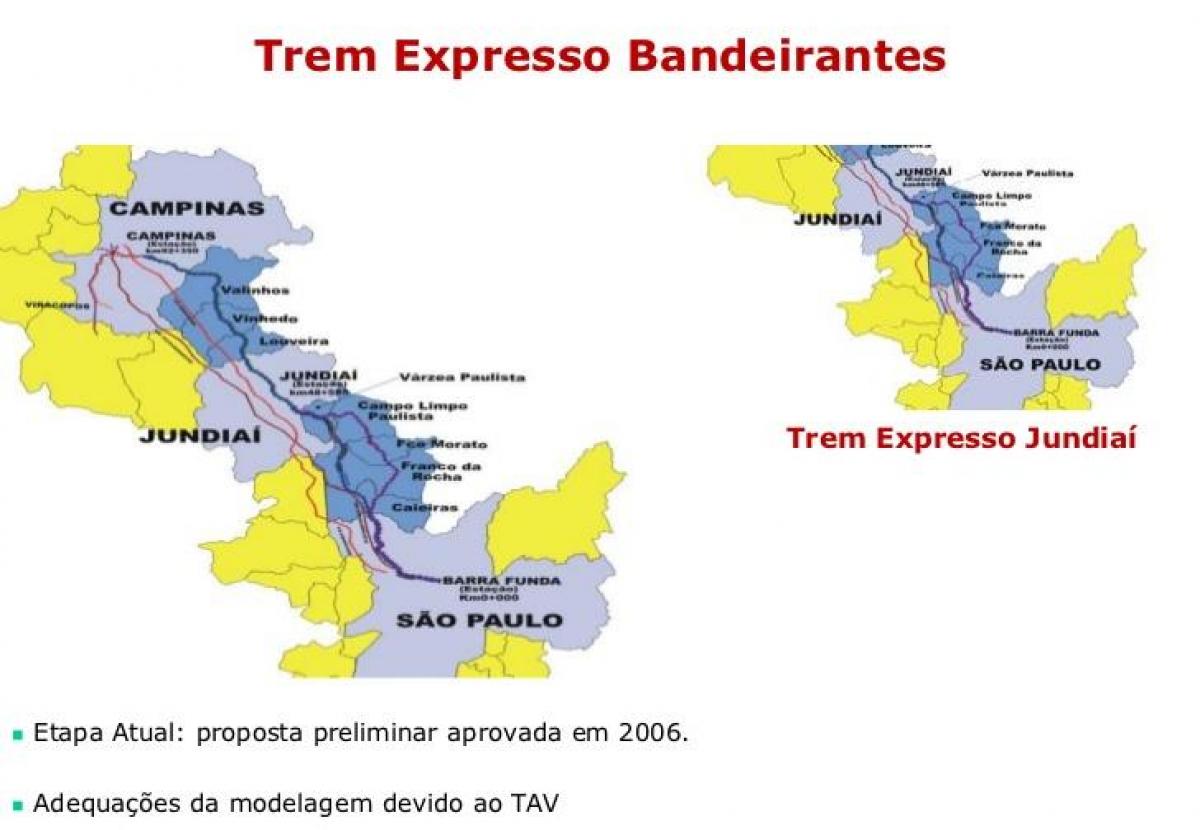 Žemėlapis San Paulo Expresso Bandeirantes