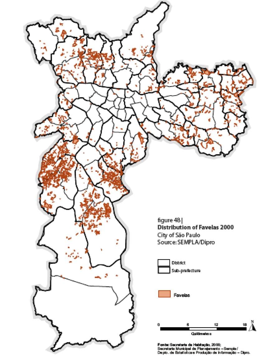 Žemėlapis San Paulo favelas