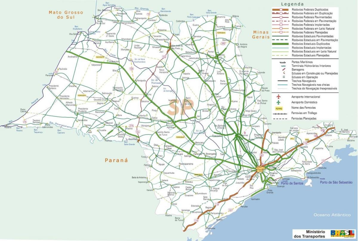 Žemėlapis San Paulo automobilių magistralių