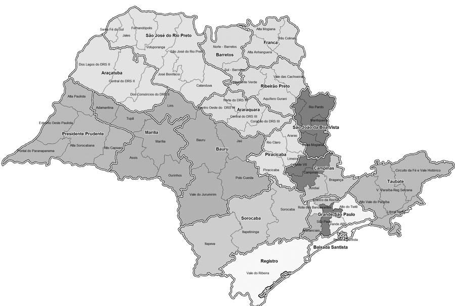 Žemėlapis San Paulo juoda ir balta