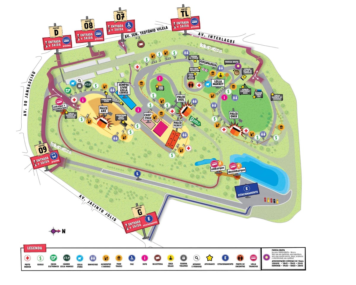Žemėlapis San Paulo lollapalooza