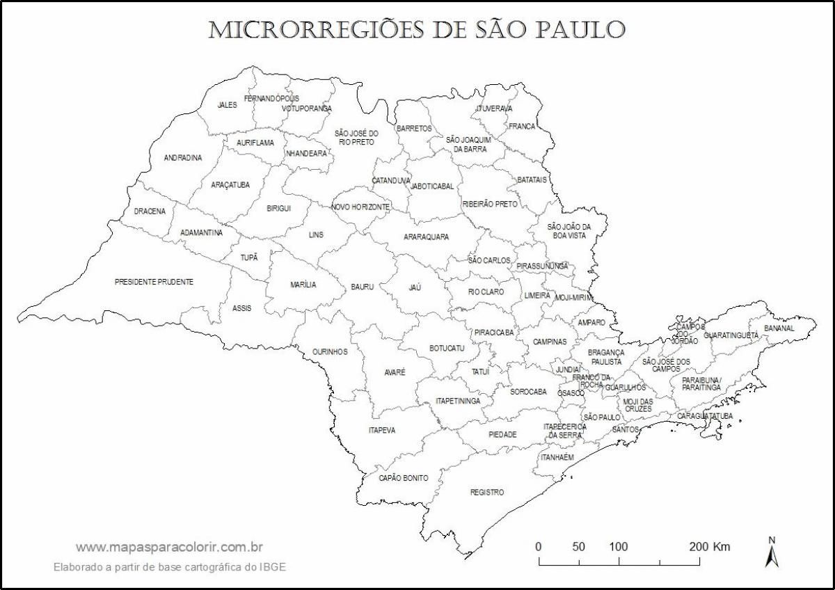 Žemėlapis San Paulo mergelės - micro-regionuose