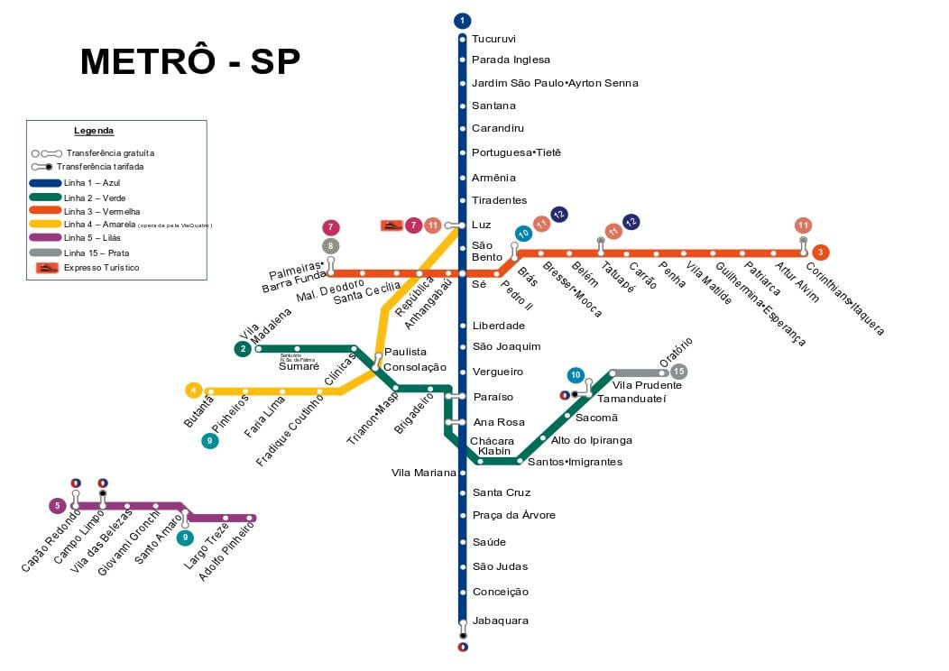 Žemėlapis San Paulo metro