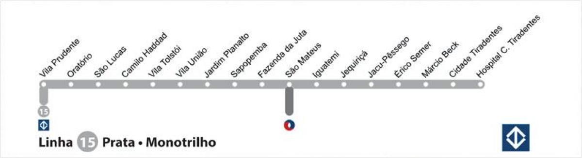 Žemėlapis San Paulo metro Linijos 15 - Sidabrinė