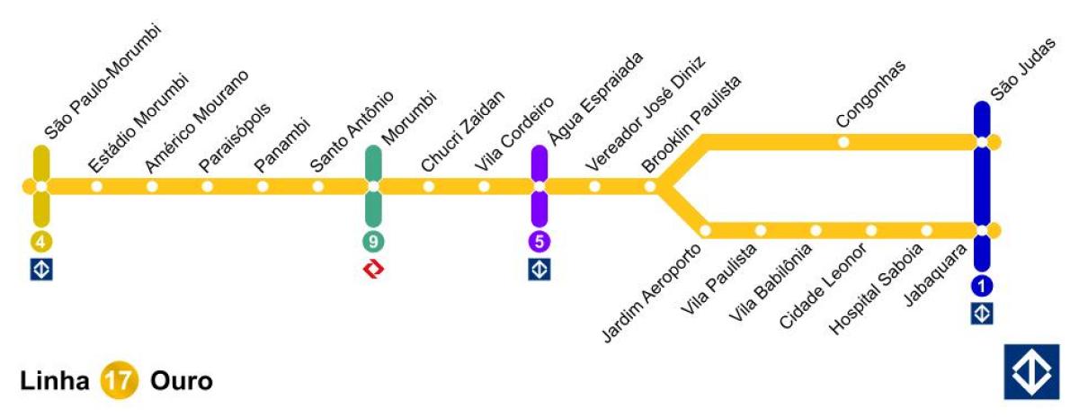 Žemėlapis San Paulo monorail - Line 17 - Gold