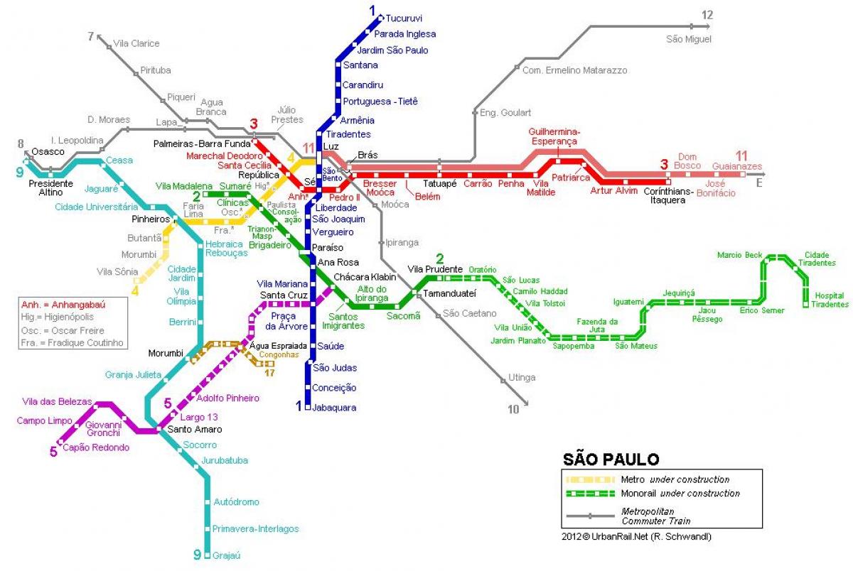 Žemėlapis San Paulo monorail
