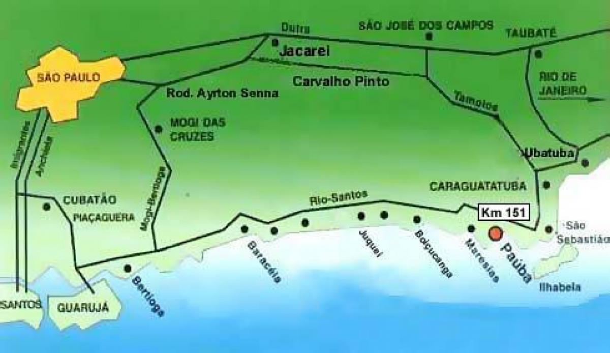 Žemėlapis San Paulo paplūdimiai