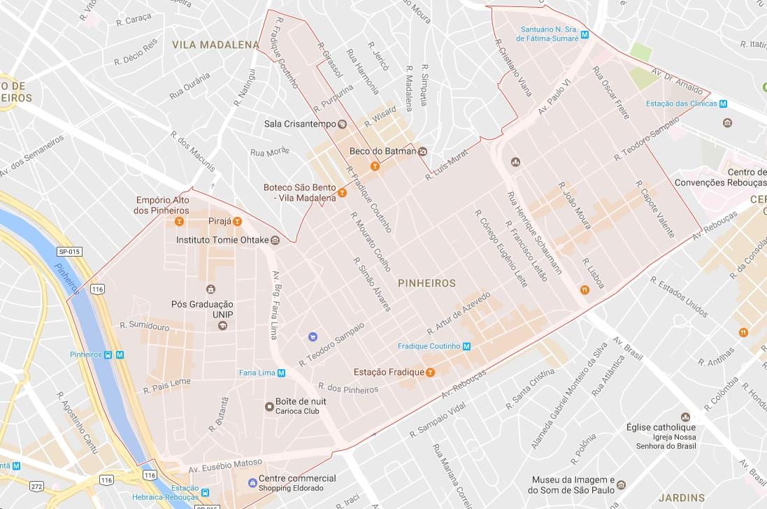 Žemėlapis San Paulo Pinheiros