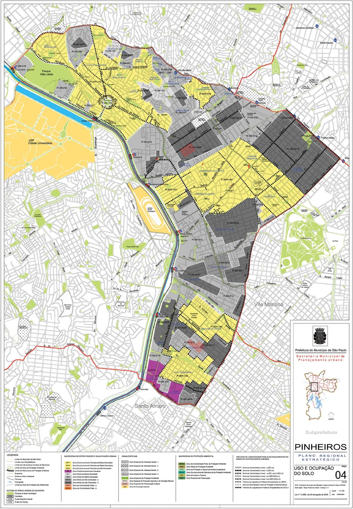 Žemėlapis San Paulo Pinheiros - Okupacijos dirvožemio