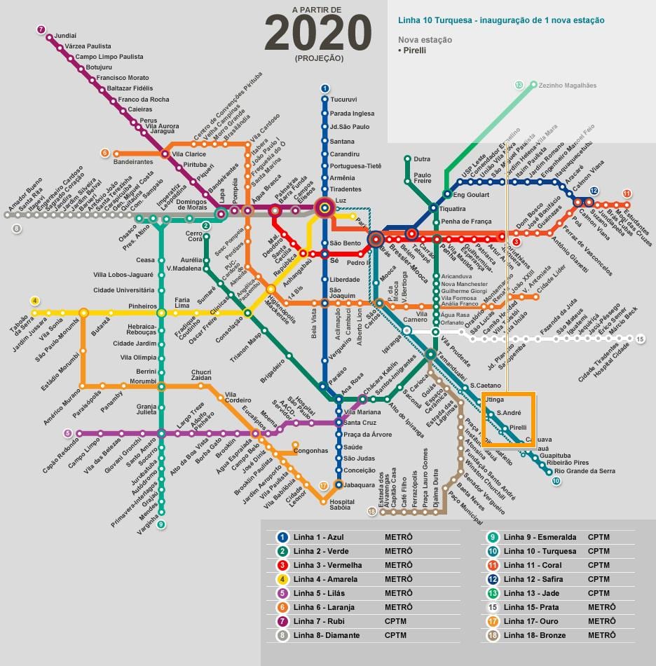 Žemėlapis San Paulo metro tinklo