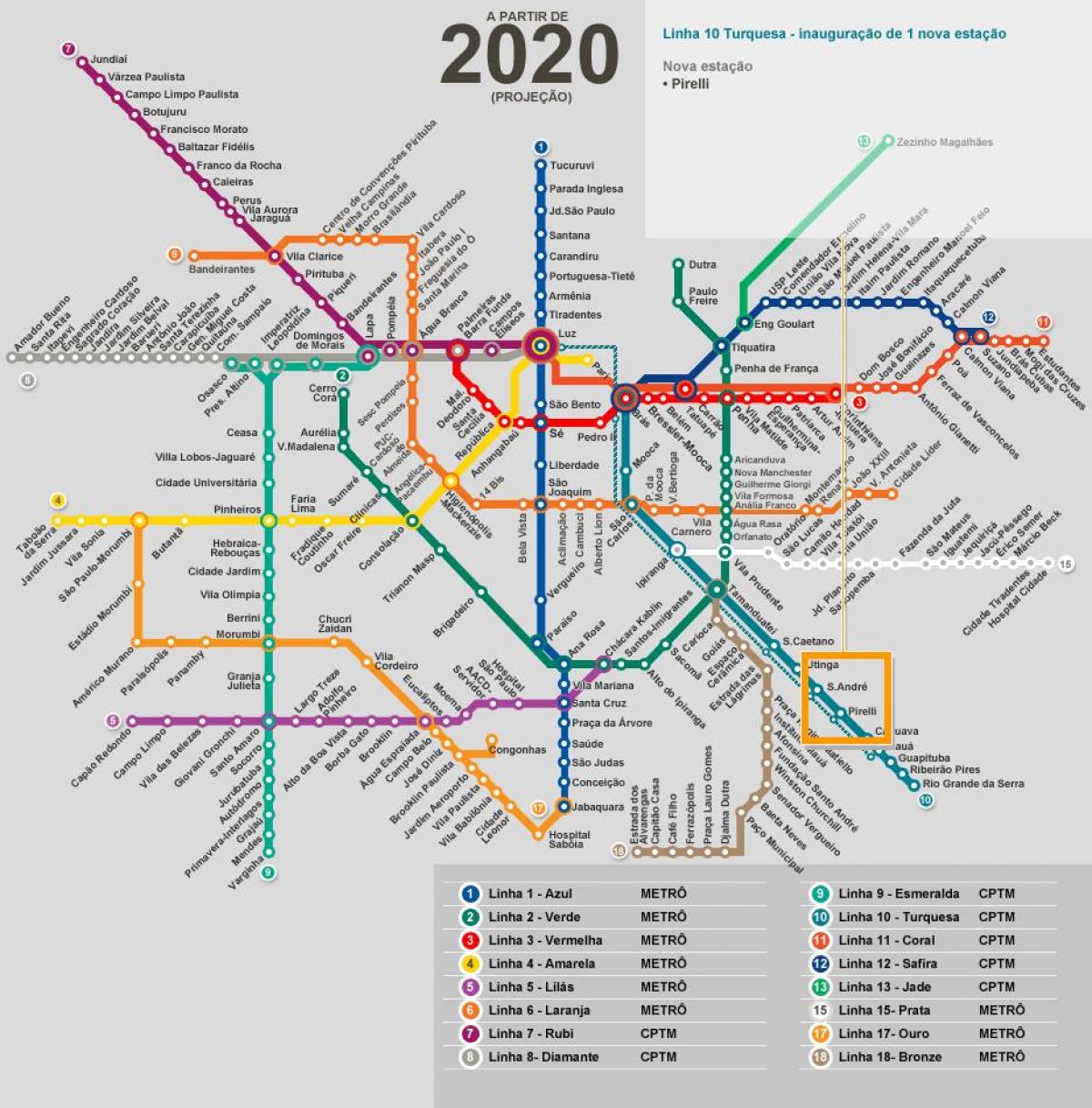 Žemėlapis San Paulo metro tinklo