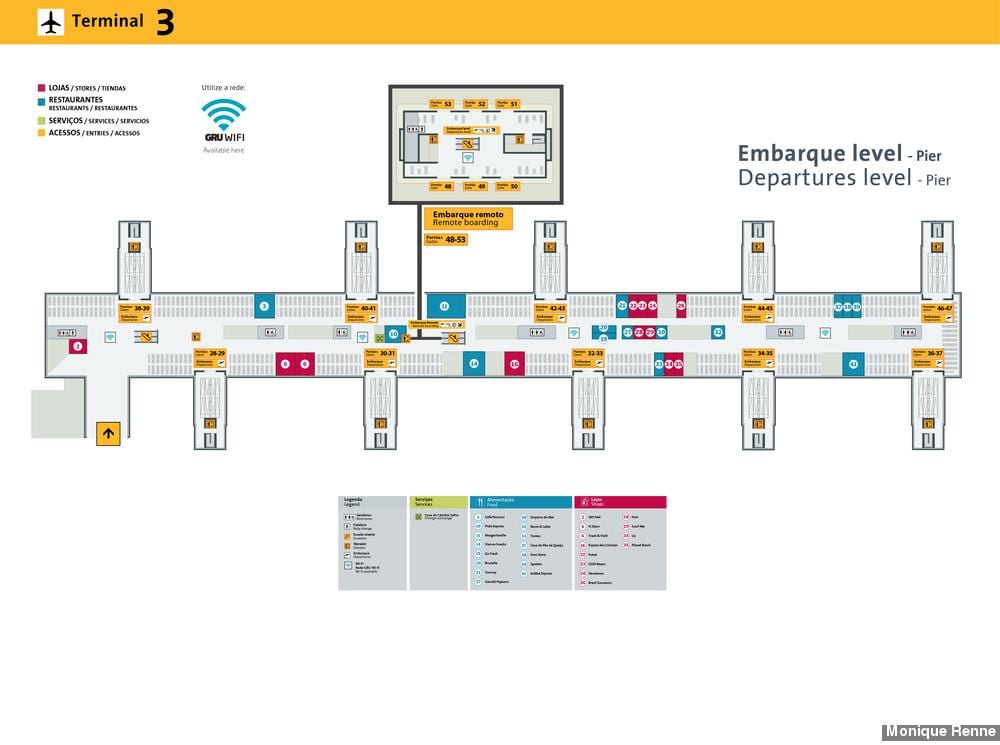 Žemėlapis tarptautinis oro uostas San Paulas-Guarulhos - Terminal 3