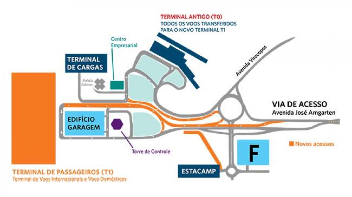 Žemėlapis tarptautinio oro uosto Viracopos automobilių stovėjimo aikštelė