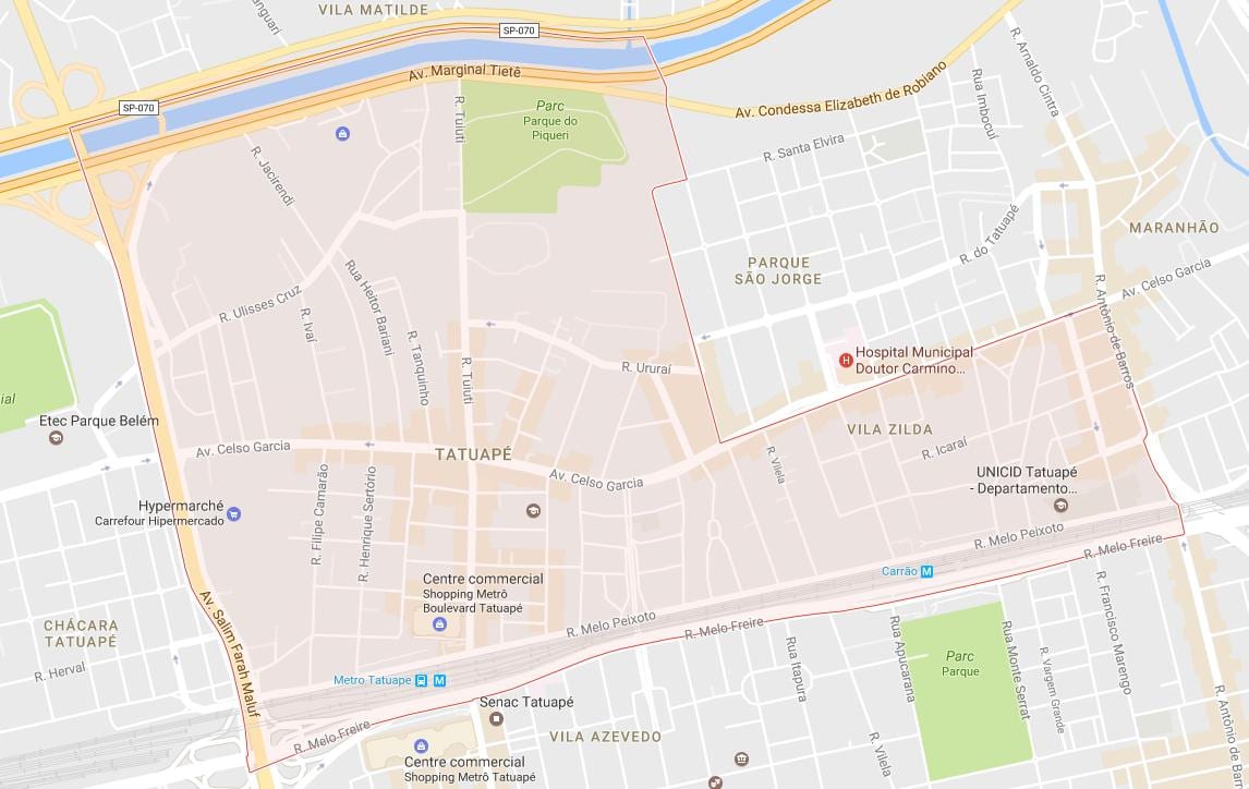 Žemėlapis Tatuapé São Paulo