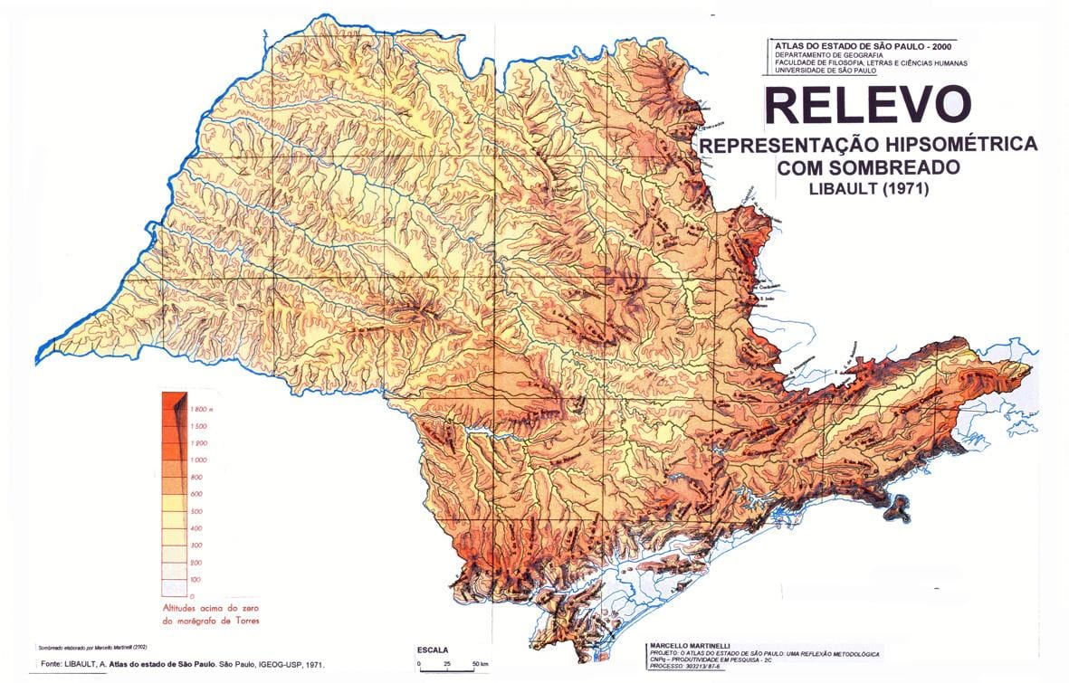 Žemėlapis topografinis São Paulo