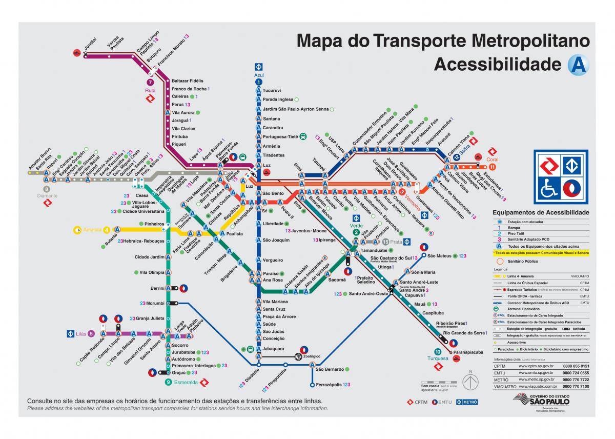 Žemėlapis iš transporto Sao Paulo - išjungta Prieiga
