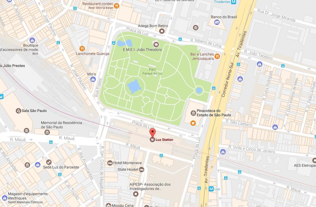 Žemėlapis traukinių stotis la Luz São Paulo