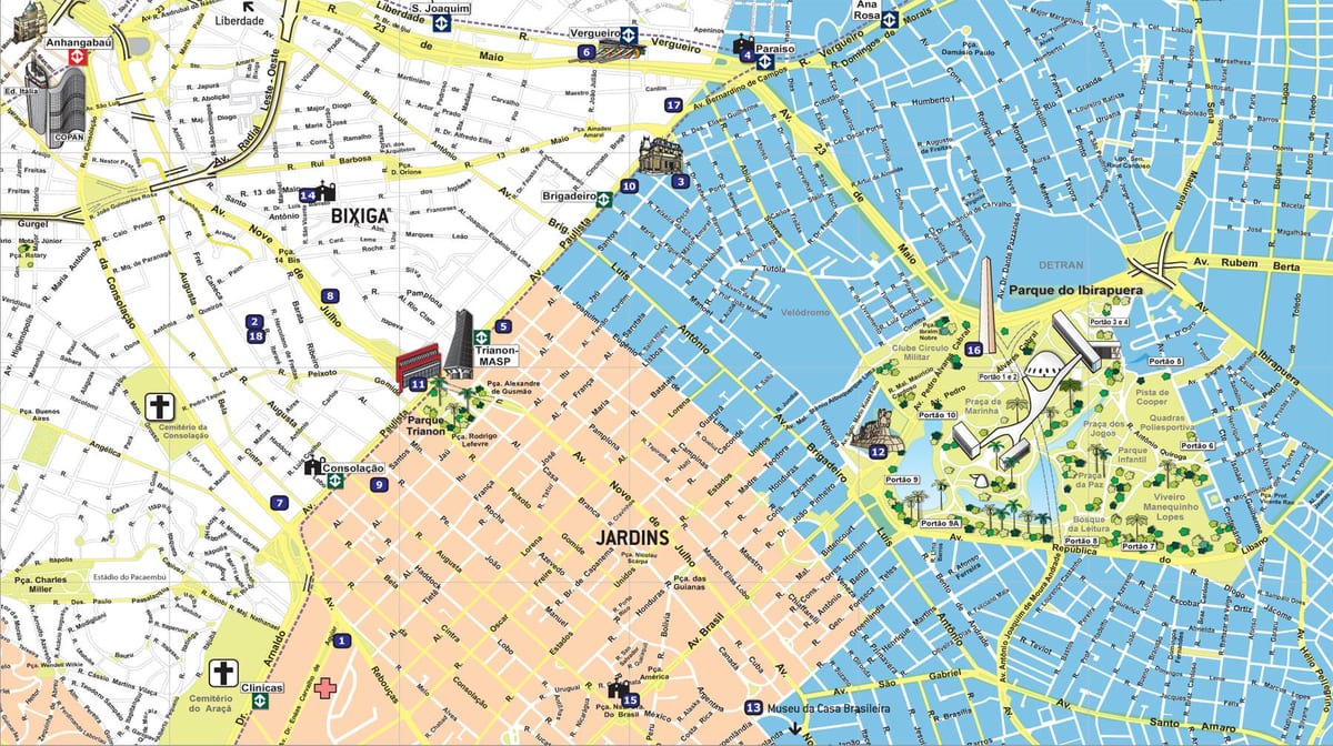 Žemėlapis turizmo São Paulo