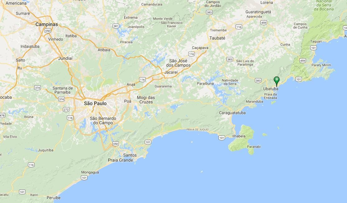 Žemėlapis Vermelha paplūdimys do Norte
