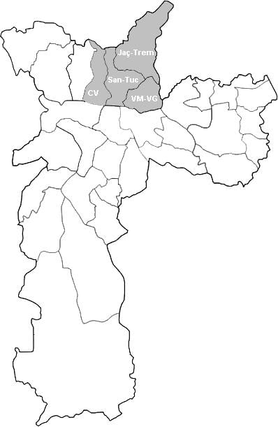 Žemėlapio zonos Nordeste São Paulo