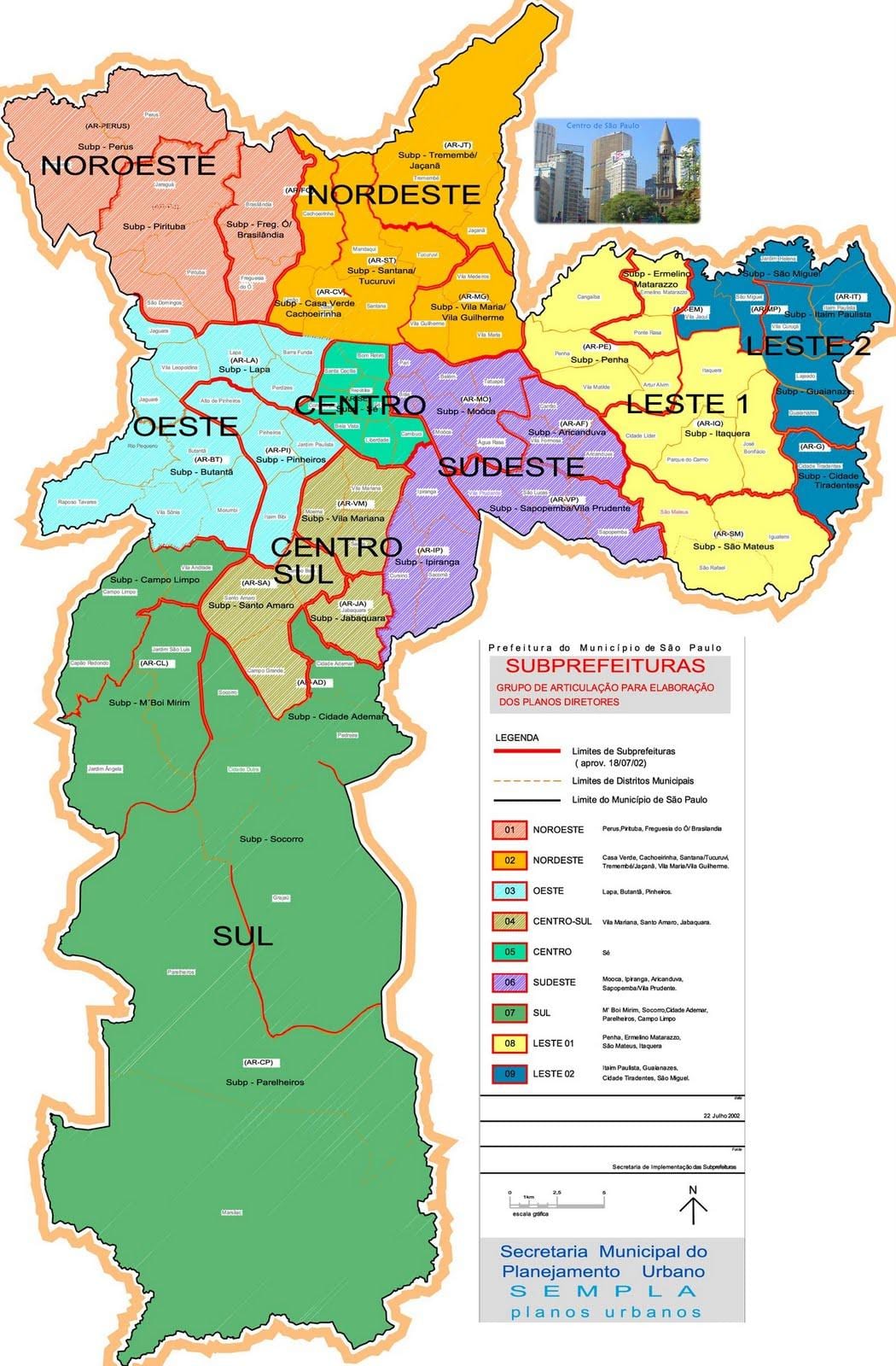 Žemėlapis zonas São Paulo