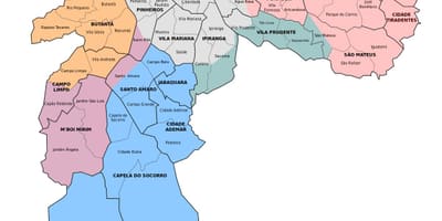 Žemėlapis administracinės zonos São Paulo