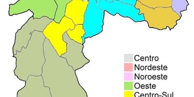 Žemėlapis administracinių regionų, San Paulo