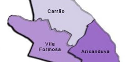 Žemėlapis Aricanduva-Vila Formosa sub-prefektūros