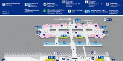 Žemėlapis autobusų terminalo Tietê - viršutiniame aukšte