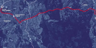 Žemėlapis corredor BRT metropolitano Itapevi-Cotia