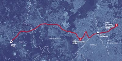 Žemėlapis corredor BRT metropolitano Perimetral Alto Tietê