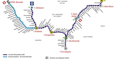 Žemėlapis corredor metropolitano ABD