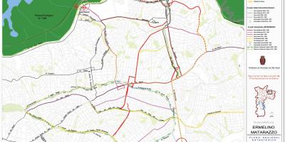 Žemėlapis Ermelino Matarazzo San Paulas - Keliai