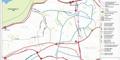 Žemėlapis Ermelino Matarazzo San Paulas - Viešasis transportas