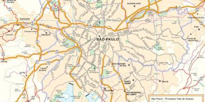 Žemėlapis privažiavimo keliai São Paulo