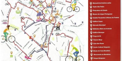 Žemėlapis San Paulo dviračių taku