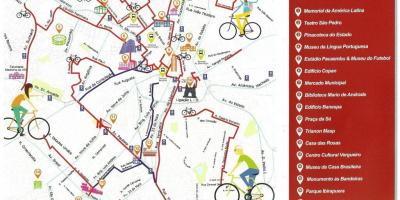 Žemėlapis San Paulo dviračių taku