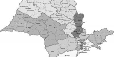 Žemėlapis San Paulo juoda ir balta