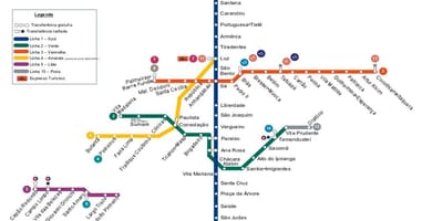 Žemėlapis San Paulo metro