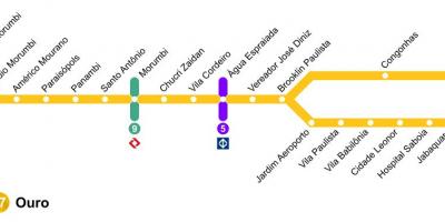 Žemėlapis San Paulo monorail - Line 17 - Gold