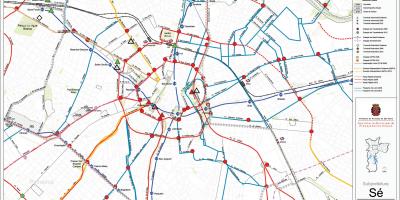Žemėlapis Sé San Paulas - Viešasis transportas