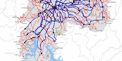 Žemėlapis terminalus, autobusų Valstybės São Paulo